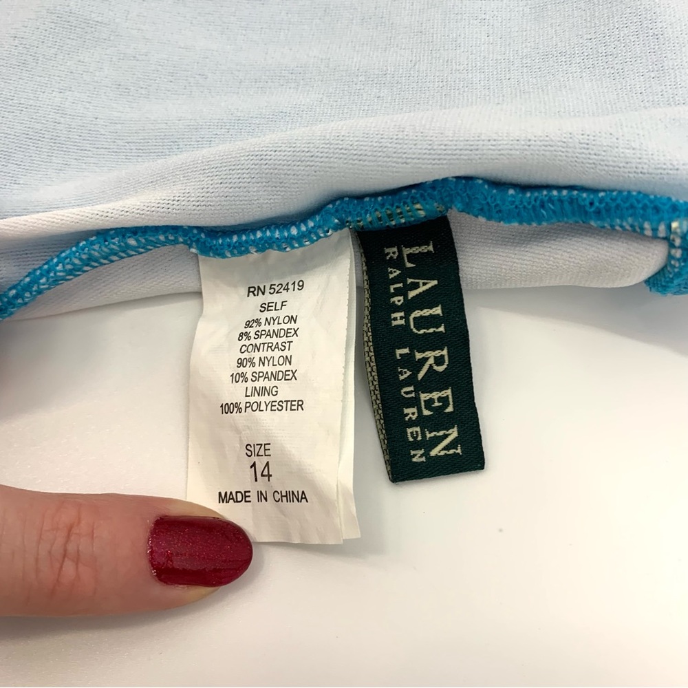 LAUREN Ralph Lauren Turquoise One Piece Swimsuit | Size 14 - Picture 6 of 8